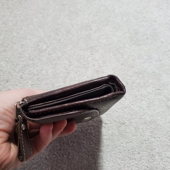 FOSSIL Genuine Leather Tri-Fold Wallet Pebbled Retro Neutral Brown 5.5" x 3.5" - Picture 5 of 13